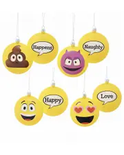 Kurt Adler 86mm Emoticon Disc Ornaments, 4pc Box Set