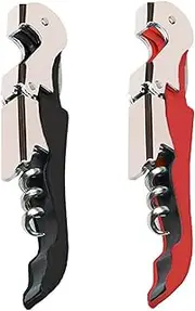 VIYNRAN 2 Packs Professional Waiter Corkscrew Wine Openers Set,Upgraded with Heavy Duty Stainless Steel Hinges Wine Key for Restaurant Waiters, Sommelier, Bartenders (Black ＆ Red)