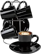 9PC BLACK Espresso Set Juego de Tazitas