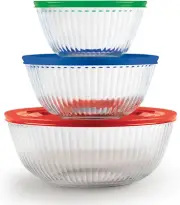 Pyrex Sculpted 3-Pack Glass Mixing Bowls (1.3 QT, 2.3 QT, 4.5 QT)