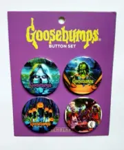 OFFICIAL NEW GOOSEBUMPS BUTTONS SET - RL STINE SCHOLASTIC BOOK SERIES PROMO PINS