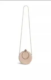 NWT BCBG MAXAZRIA Prim Suede Circle Clutch Color Pink 100% Leather $198