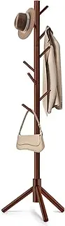 MKUCCD Coat Rack, Freestanding Coat Rack with 8 Hooks and 3 Adjustable Size Tree Coat Racks for Bedroom, Hallway, Entrance, Office, for Hats, Coats, Scarves, Handbags (Coffee)