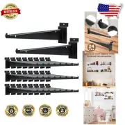 Heavy-Duty 12-Inch Black Metal Slatwall Shelf Brackets for Storage Solutions