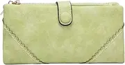 [SKUZA] Wallet,Card Bag,Long Wallet for Women Matte PU Leather Phone Wallets Clutches Female Purse Female Wallets Card Holder (Black) (Color : Green)