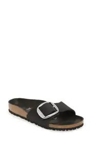 Birkenstock Madrid Big Buckle Slide Sandal in Black Leather at Nordstrom, Size 8-8.5Us