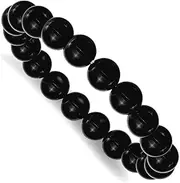 [JewelryWeb] 10mm Black Agate Beaded Stretch Bracelet-Stretch-Bracelet for Women