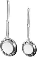 2pcs Fine Mesh Cooking Oil Filter Stainless Steel Strainer Spoon for Soup Pasta Wall Hanging Easy to Clean Elegant Long Handle Fry Oil Skimmer