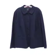 NWT Talbots cotton blend jacket dark navy blue blazer classic 24W new office biz