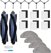 [HIYOUNG] Accessories for Eufy G50 Hybrid/L60 Hybrid/L60 Hybrid SES with 2 Main Brushes, 6 Side Brushes, 6 Filters (with Sponge), 4 Mop Pad Replacement Parts 18 Pieces