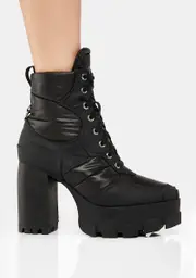 [AZALEA WANG] Marsala Lace-Up Heeled Boots