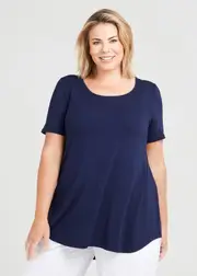 [Taking Shape] Taking Shape Bamboo Base Short Sleeve Top Size 16 in Dark Indigo - Plus Size Women's Tops & T Shirts Dark Indigo