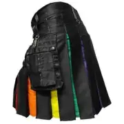 Mens Rainbow Hybrid Kilt Scottish Traditional LGBT Pride Utility Kilt For Sale