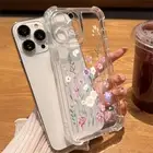 Shockproof Flower Clear Bumper Case For iPhone 16 15 Pro Max 16e 14 13 12 Cover