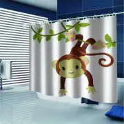 Monkey In The Tree 3D Shower Curtain Waterproof Fabric Bathroom Decoration