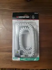 Monster 25' Foot White Telephone Handset Coil Curly Cord #140156-00 NEW