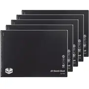 Spirax P533 Sketch Book Spiral Bound Side Open 40 Page A3 (Black) [5 Pack]