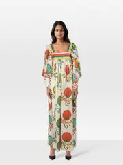 Abstract Pattern Maxi Silk Dress