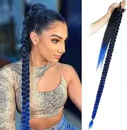 Long DIY Braided Ponytail Extension with Hair Tie Straight Wrap Around Hair Extensions Ponytail Natural Soft Synthetic Hair Piece for Women 32 Inch (4207#)