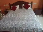 Unique Indian Kantha Hand Block Print Handmade Throw Bedspread Quilt King Size