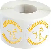 CAXUSD 1 Roll Gold Stamping Thank You Stickers Self Adhesive Sealing Labels for Present Wrapping Party Decorations Multi Purpose Use with Creative Roll Decals