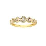 9kt Yellow Gold Cubic Zirconia Multi Halo Stackable Ring