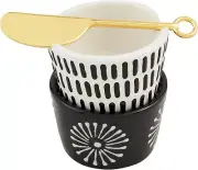 Mud Pie Starburst Set, tidbit 2" x 3" dia | spreader 5", BLACK