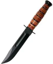 KA-BAR 1250 USMC Short Fighting Knife Plain Blade 133mm Leather Handles Sheath