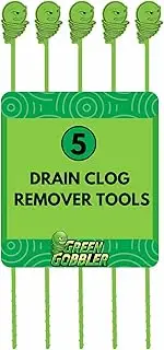 Green Gobbler Hair Grabber Drain Snake - 5 Pack (Great for Sink & Shower Clogs)