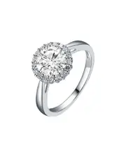 Genevive Silver CZ Halo Ring