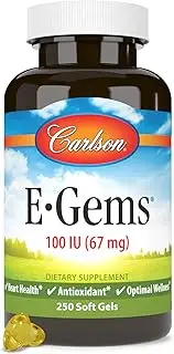 Carlson Labs E-Gems Natural Vitamin E, 100 IU, 250 Softgels