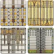 CoasterStone Absorbent Coasters, 4-1/4-Inch, Frank Lloyd Wright Art Glass Collection, Set of 4