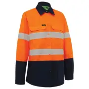 Womens Hi Vis Taped Lightweight RipStop Breathable Orange & Navy Shirt - size 22