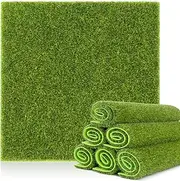 Fake Grass Decor - MAQIHAN 6PCS Artificial Grass Faux Plastic Fairy Garden Grass for Crafts Decoration Synthetic Craft Fake Grass Miniature Decor Artificial Green Turf Mat Grass Outdoor(5.9x5.9 inch)
