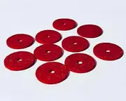 Universal Sewing Machine Spool Pin Thread Felt Pads. Pack of 10 Durable Red Pieces- Will Fit Kenmore, Also Fits Singer Treadle Models, Such as Featherweight. 1"x1/16" Inside Center Opening: 1/8"