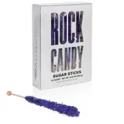 Purple Rock Candy on a Stick - Pack of 12 - Grape Flavored - Individually Wrapp