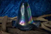 Hand Blown Studio Art Glass Lamp Shade Bright and Beautiful Colors *Signed