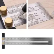 300mm Stainless Steel Scribing Ruler Gauge Woodworking Marking Tool with Pencil