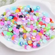 Mixed Color Luster AB Acrylic Round Half Pearl 4mm~12mm FlatBack Beads Scrapbook