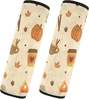 Car Seat Belt Covers Set of 2 Soft Unique Car Safety Seat Belt Strap Shoulder Pad Camera Bag Strap Cover Car Accessories for Adults Child Kids M Fall Favorites on Peach Beige 1930586036