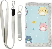 [Yoogain] Cartoon Childish Cute Birds Blue trifold wallets for womens cool billfold with lanyard, cartoon childish cute birds blue, 1 size, Fashion