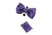 Mens Purple Zig Zag Matching Bow Tie, Pocket Square & Cuff Links Set