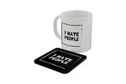 Grindstore I Hate People Mug & Coaster Set (White) (One Size)