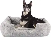 Best Friends by Sheri Soothe & Snooze Lounge Lux Memory Foam Rectangular Dog Bed, Washable, Grey, Large 36" x 27"
