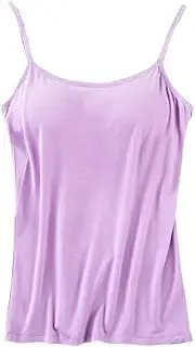 [Dawwoti] Women's Camisoles Basic Tank Tops with Built-in Shelf Bra Cotton Sleeveless Undershirt