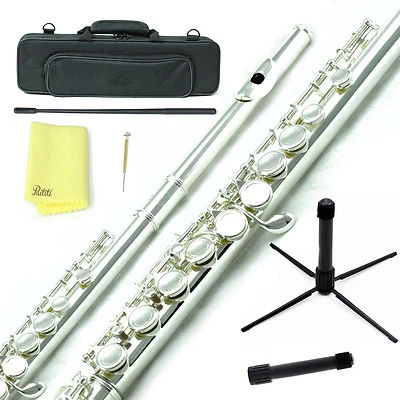 Sky Silver Plated Close Hole C Flute w Case, Stand, Cleaning Rod, Cloth and More