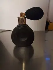 vintage black glass perfume bottle With Atomizer