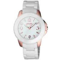 在飛比找PChome24h購物優惠-Folli Follie 獨具光芒白陶瓷腕錶-玫瑰金
