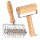 2Pcs Pizza Pin Puncher Roller Pizza Dough Docker Roller With Wood Handle .t