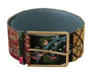 Dolce & Gabbana Multicolor Canvas Leather Statement Women's Belt Authentic